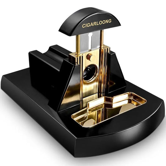 Professional Stainless Steel Tabletop Cigar Cutter 4-Hole V-Cut Large Desktop Metal Cigar Scissors Luxury Smoking Set for Men