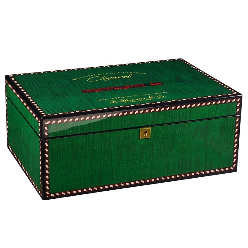 High Gloss Luxury Fancy Wood Cigar Travel Humidor Puros Cases Humidifier Cigar Box for Smoke Shop
