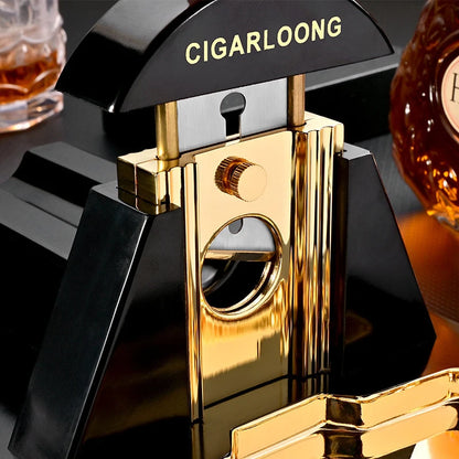 Professional Stainless Steel Tabletop Cigar Cutter 4-Hole V-Cut Large Desktop Metal Cigar Scissors Luxury Smoking Set for Men