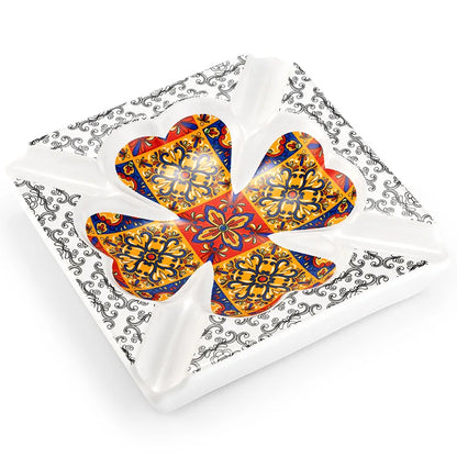 Chinese mainland cigar ashtray ceramic painted four smoke slots large capacity household ashtray