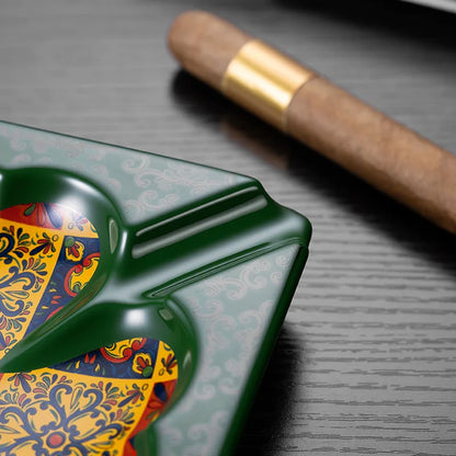 Chinese mainland cigar ashtray ceramic painted four smoke slots large capacity household ashtray