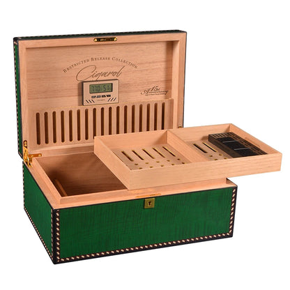 High Gloss Luxury Fancy Wood Cigar Travel Humidor Puros Cases Humidifier Cigar Box for Smoke Shop