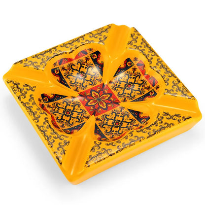 Chinese mainland cigar ashtray ceramic painted four smoke slots large capacity household ashtray
