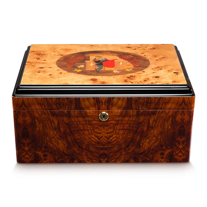 Desktop Cigar Humidor Box, 50-Cigar Capacity with Humidity Control & Pest Resistance - Spanish Cedar Wood Piano Paint