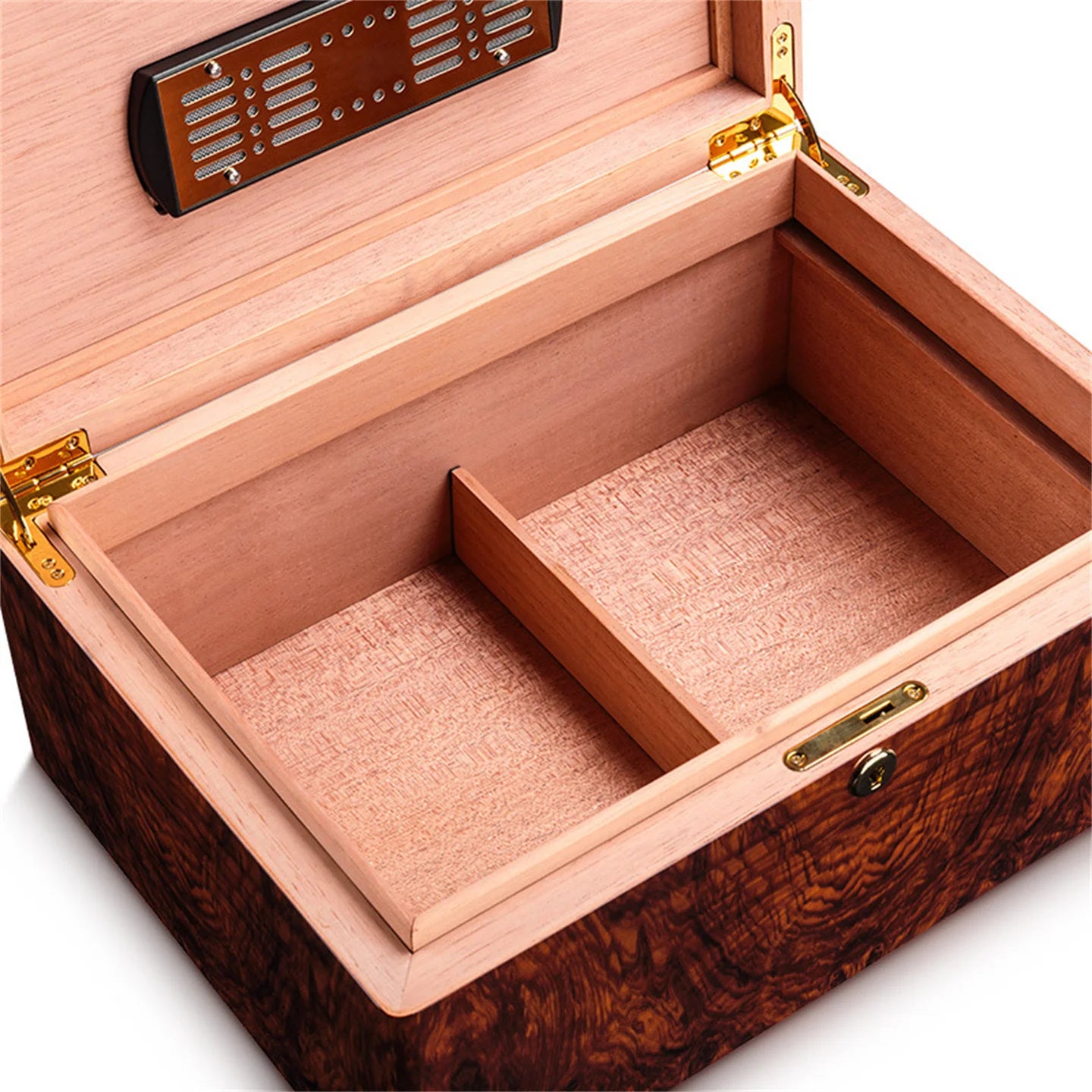 Desktop Cigar Humidor Box, 50-Cigar Capacity with Humidity Control & Pest Resistance - Spanish Cedar Wood Piano Paint