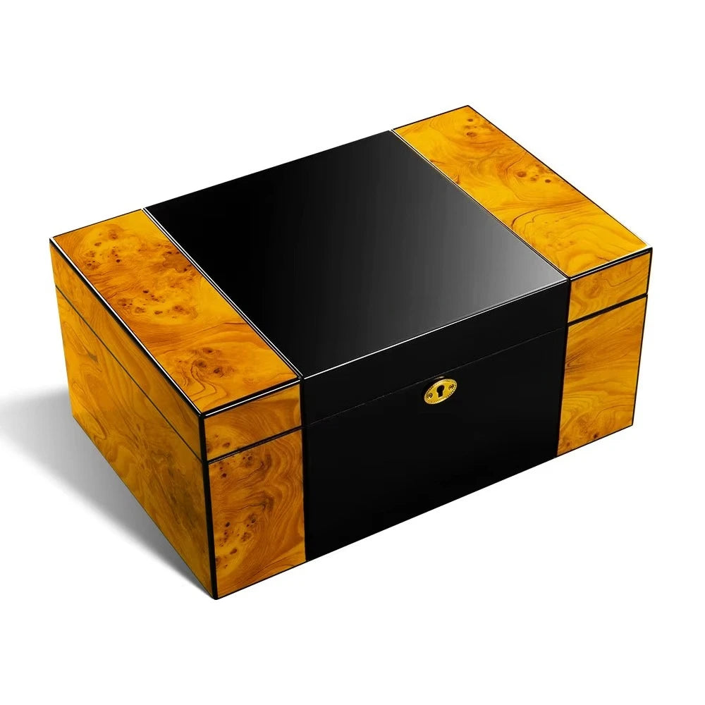 Wooden Cigar Box Portable Luxury Display Cedar Wood Cabinet Travel Constant Temperature & Humidity Double-layer 150pcs Capacity