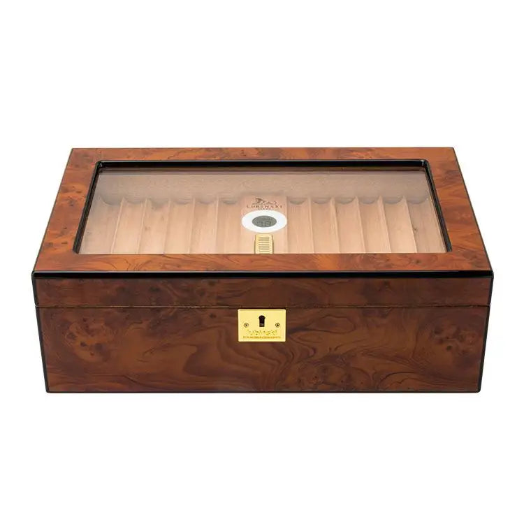 Cedar Wood Cigar Humidor Portable Piano Paint Cigar Humidor Fit For 50pcs Cigar Humidor Box With Hygrometer Humidifier Smoking