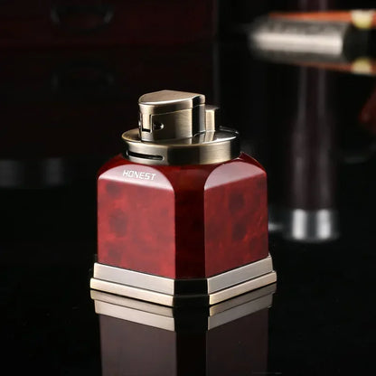 HONEST Desktop 4-Straight Jet Red Flame Butane Gas Torch Lighter One Click Ignition High end Business Cigar Lighters Smoking