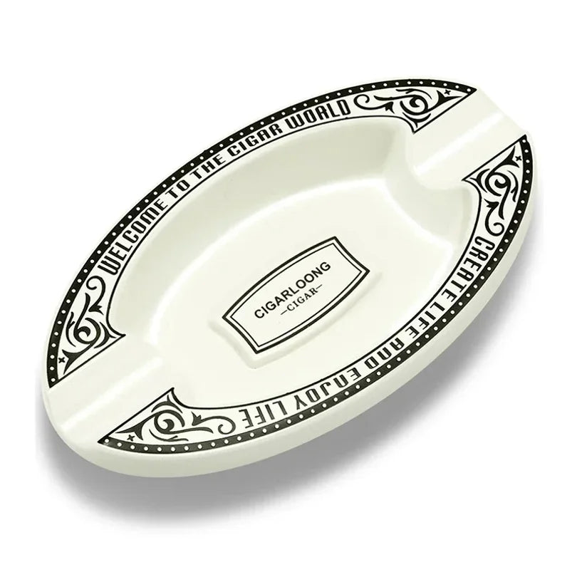 Pear Gold/White/Black Desktop Ashtray with 2 Slots for Cigar Creative Cigar Ashtray Portable Cigar Ash Tray Office Home Deco