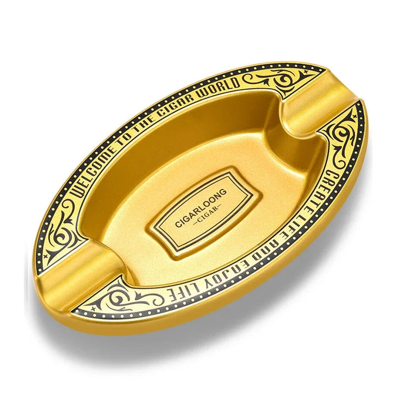 Pear Gold/White/Black Desktop Ashtray with 2 Slots for Cigar Creative Cigar Ashtray Portable Cigar Ash Tray Office Home Deco
