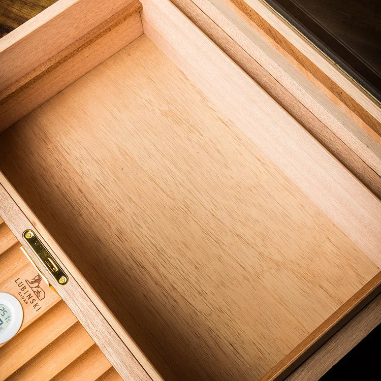 Cedar Wood Cigar Humidor Portable Piano Paint Cigar Humidor Fit For 50pcs Cigar Humidor Box With Hygrometer Humidifier Smoking