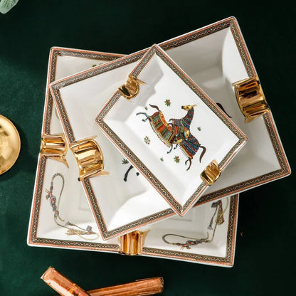 Ashtray Ceramics Aesthetic Household Living Room Light Ins Wind Cigar Ktv Creative Trend Luxury Ash tray Cigar Accessories
