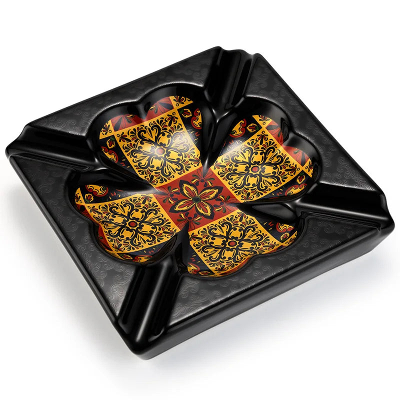 Chinese mainland cigar ashtray ceramic painted four smoke slots large capacity household ashtray
