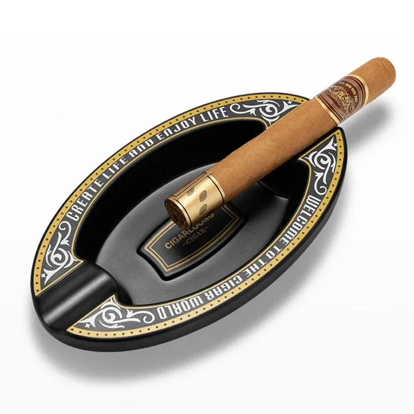 Pear Gold/White/Black Desktop Ashtray with 2 Slots for Cigar Creative Cigar Ashtray Portable Cigar Ash Tray Office Home Deco