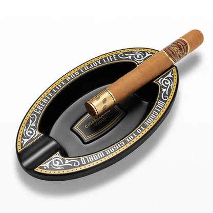 Pear Gold/White/Black Desktop Ashtray with 2 Slots for Cigar Creative Cigar Ashtray Portable Cigar Ash Tray Office Home Deco