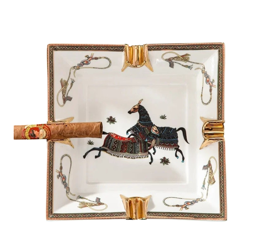 Ashtray Ceramics Aesthetic Household Living Room Light Ins Wind Cigar Ktv Creative Trend Luxury Ash tray Cigar Accessories