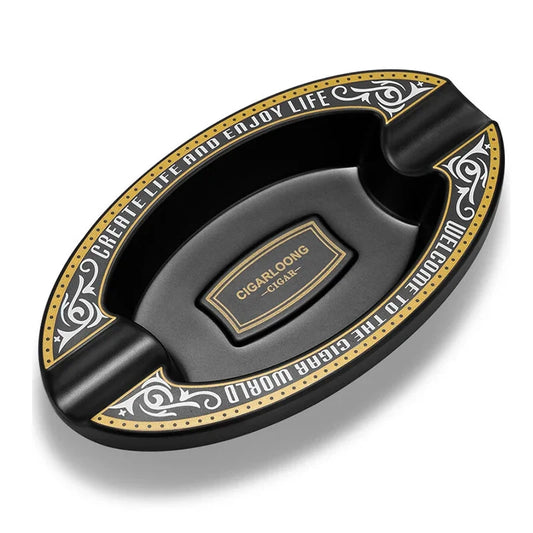Pear Gold/White/Black Desktop Ashtray with 2 Slots for Cigar Creative Cigar Ashtray Portable Cigar Ash Tray Office Home Deco
